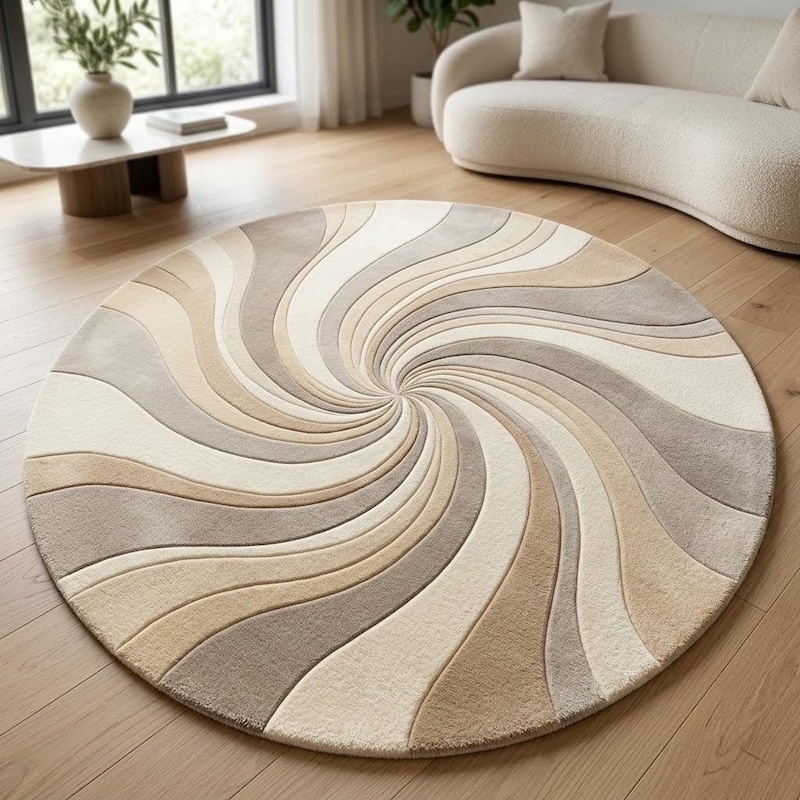 Round Rug Calm Calm Tone Floor Mat - Etsy
