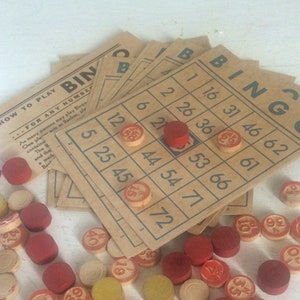 Bingo!!! ~ Jogo de Bingo Vintage ~ Objetos de Papel Vintage ~ Jogos de Salão Vintage