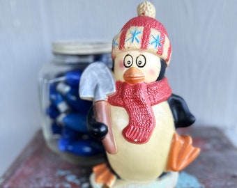 This Vintage Christmas Plastic Penguin is Not Perfect But He Is Precious! Winter Tabletop Penguin Decor