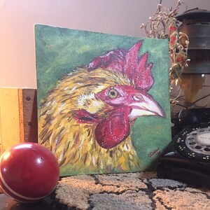 Hand Painted Rooster Painting ~Acrylic Chicken  Painting ~ Country Home Decor ~ Farm Life Decor ~ Chicken Art