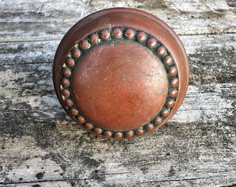 Antique Copper Brass Door Knob with Beaded Rim ~ Corbin Princess Style ~ Restoration Hardware