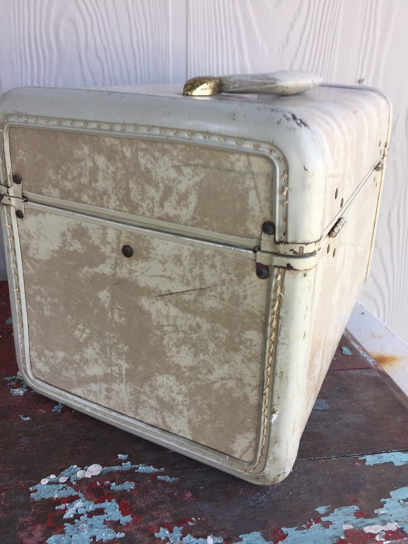 Vintage Samsonite Train Case ~ Samsonite Streamlite Case ~ Cream Marbled Suitcase Luggage