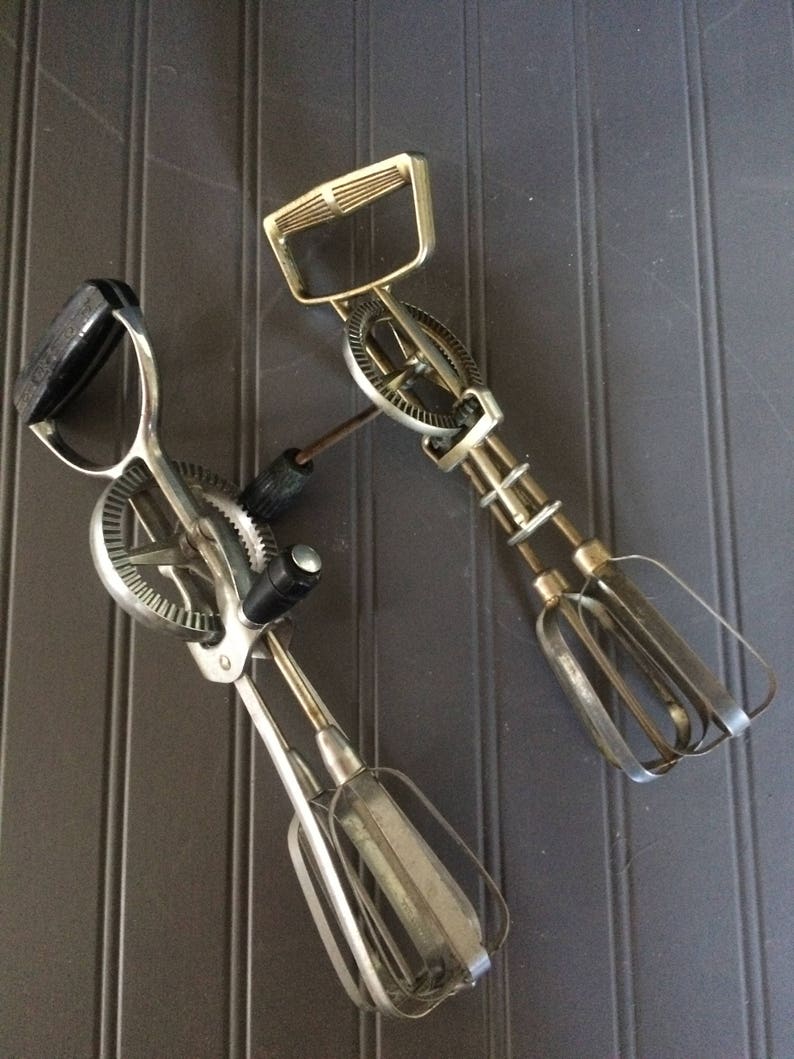 Two Vintage Hand Mixers Hand Held Mixing Kitchen Tool Hand Etsy