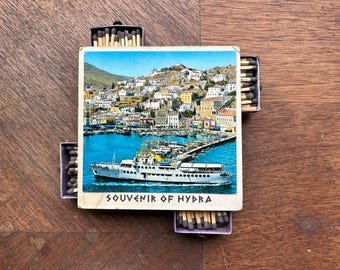 Vintage Hydra Greece Souvenir Matchbox Case with Drawers