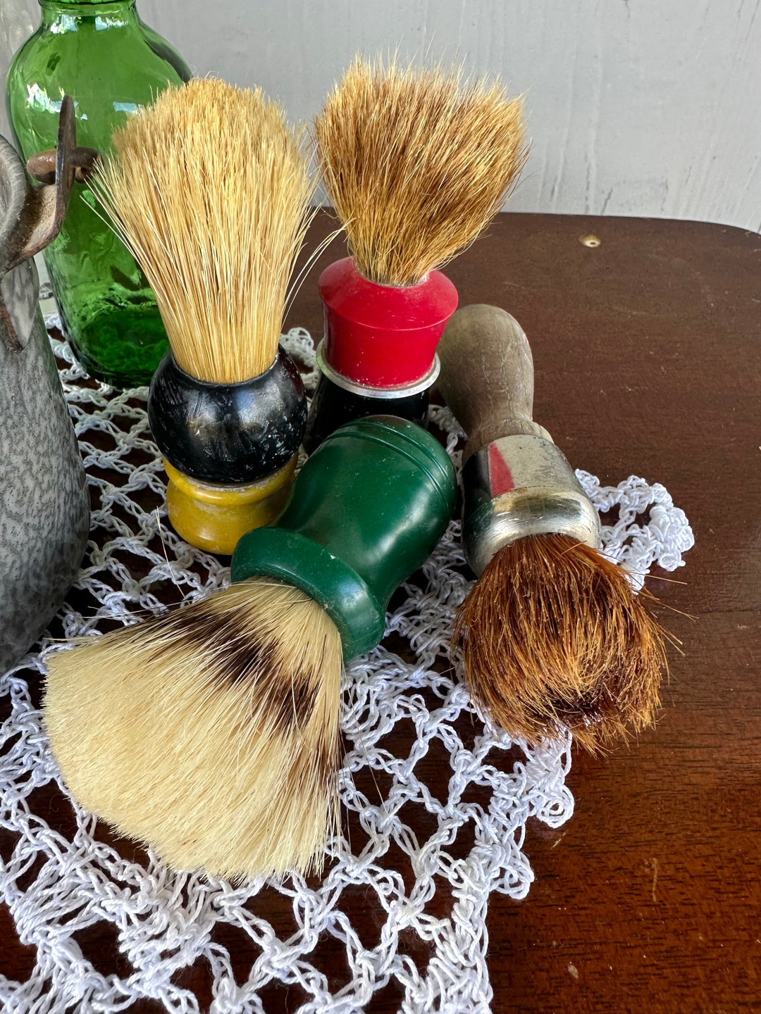 Vintage Shaving Brushes in Graniteware Pail Shaving Brush Etsy