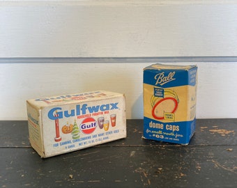 Vintage Ball Canning Jar Lids ~ Gulf Paraffin Wax ~ Old Canning Supplies ~ Original Box