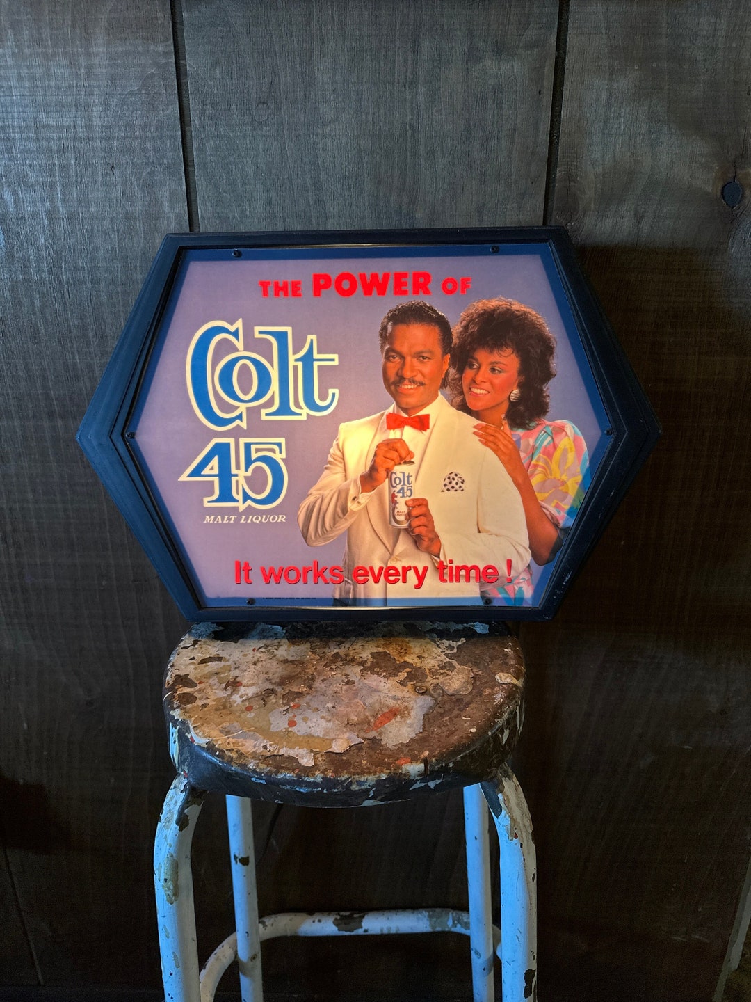 Vintage Colt 45 Malt Liquor Beer Light Works Every Time Billy Dee