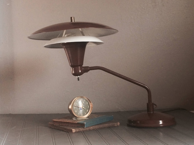 Vintage Mid Century Atomique Soucoupe Volante Lampe Table Etsy