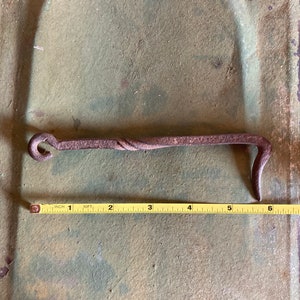 Rusty Antique Door Latch / Twisted Gate Latch Hook/ hand forged iron hardware / barn door latch