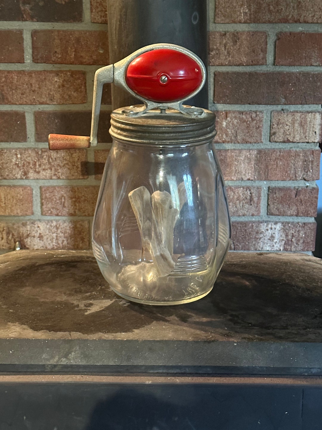 Vintage Dazey Butter Churn No 4 Red Football Crank Tulip Etsy