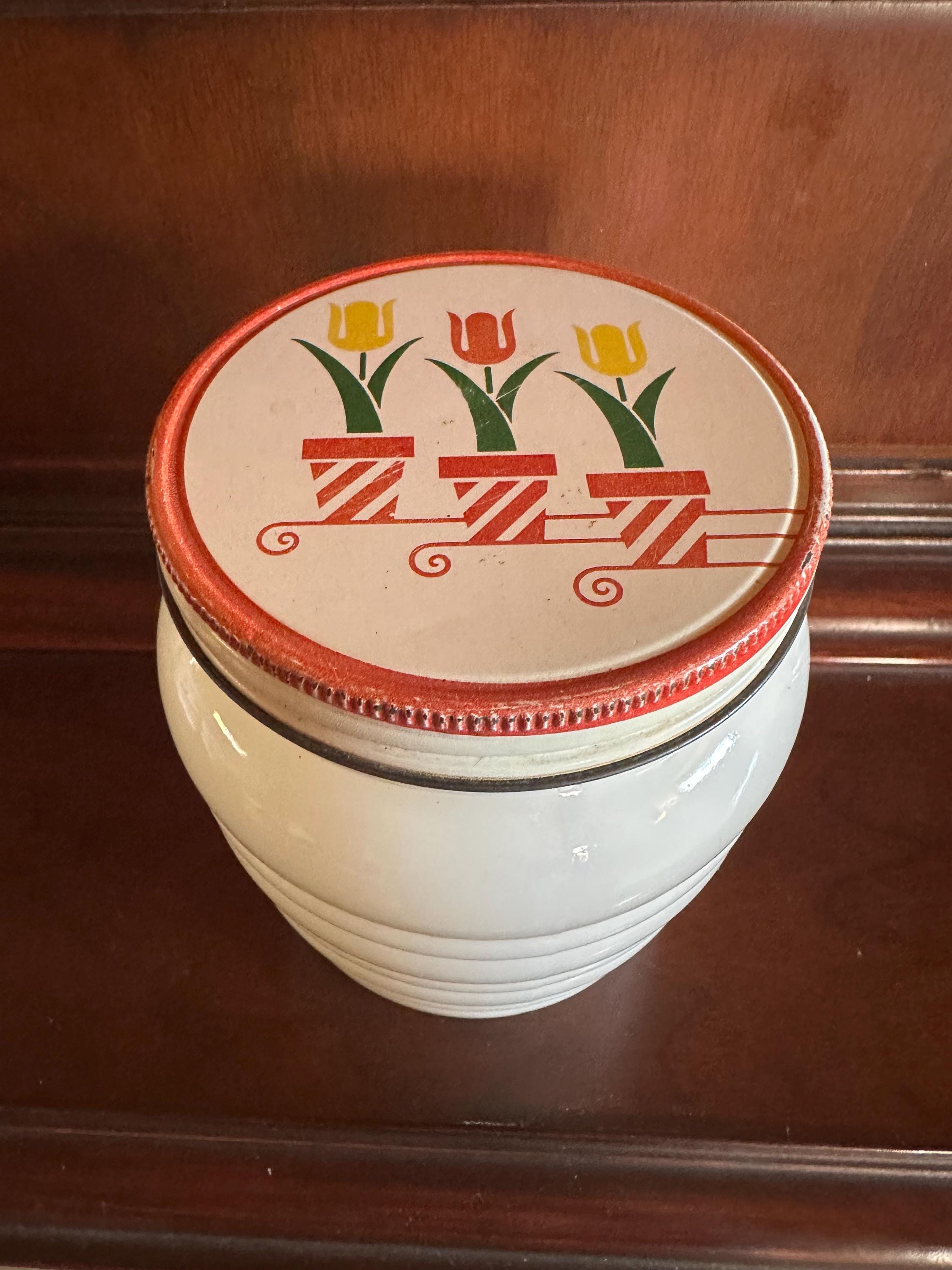 ファイヤーキング　 アンカーホッキング社　アイボリーチューリップグリースジャー ファイヤーキング アンカーホッキング社 アイボリーチューリップ