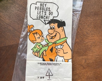 Vintage Flintstones Lunch Bags: Fred and Pebbles, 1990 - Set of 10