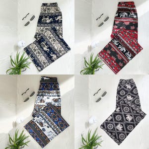 Haremshose mit Elefantenmuster, weicher Stretch, Einheitsgröße
