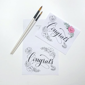 Congrats Calligraphy Digital Printable Card