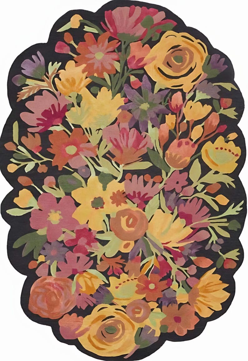 Handmade Floral and Garden Wool Rug 8x10, Soft Tufted Area Carpet for ...