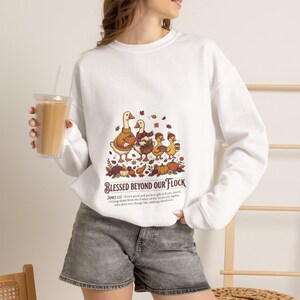 Blessed Beyond Our Flock Sweatshirt | Thanksgiving turkey, fall foliage, harvest