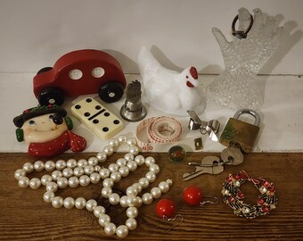 Vintage Arts and Crafts Supplies! Curated Lot for Collection, Assemblages, & Crafts--Bits n Bobs!