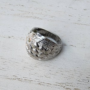 Vintage ESPO Sterling Silver Ring, Braided Design, SIZE 4.25, Pinky Ring, Child&#39;s Ring