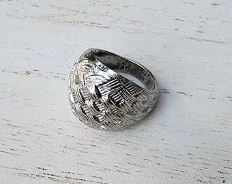 Vintage ESPO Sterling Silver Ring, Braided Design, SIZE 4.25, Pinky Ring, Child's Ring