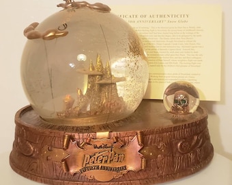 RARE Walt Disney Peter Pan 50th Anniversary Snow Globe Musical Figure with Box & COA, Disney Collectible