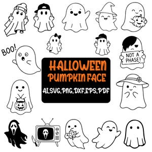 HALLOWEEN SVG BUNDLE | Plotterdateien für Fensterbilder & Fensterdeko | Halloween Silhouetten mit Hexen Kürbissen Geistern| Png DxF CdR