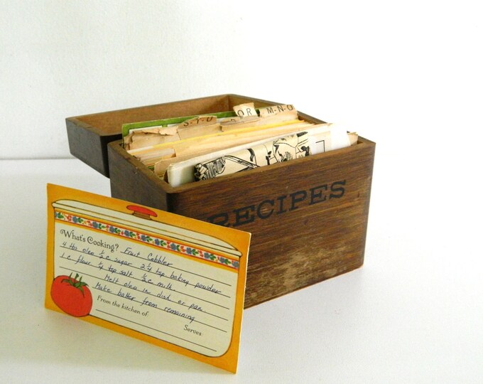 Vintage Wooden Recipe Box With Recipes Inside Etsy