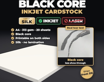 Zwart Core Inkjet Proxy Cardstock A4 313 gsm | TCG Proxy Paper | Dubbelzijdig zijde/satijn | Fabricard CORE Silk 313