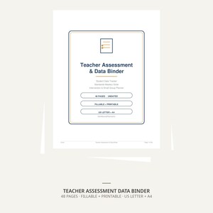 Raccoglitore stampabile per la valutazione degli insegnanti, strumento di monitoraggio dei dati degli studenti, griglie di padronanza degli standard, pianificatore di interventi e attività per piccoli gruppi.