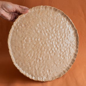 Large Biscuit Stoneware Serving Plate, 29cm