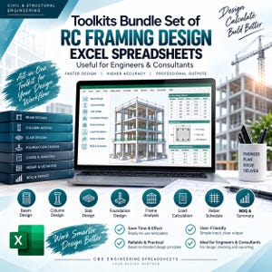 Reinforced Concrete RC Design Excel Spreadsheet Bundle | Civil & Structural Engineering Templates, Concrete Calculation Toolkit