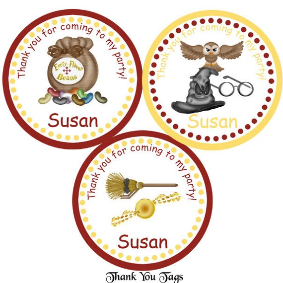 Items similar to Harry Potter Personalized Stickers, Party Favor Tags