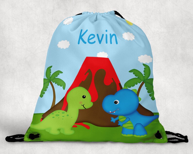 Dinosaur Sports Bag Dinosaur Personalized Drawstring Backpack Personalized Kids Drawstring Bag Dinosaur Backpack
