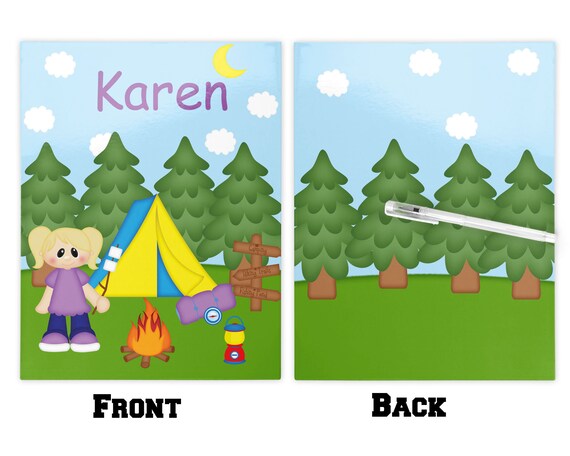 Camping Girl Folder Notebook Set Personalized School Folder Etsy