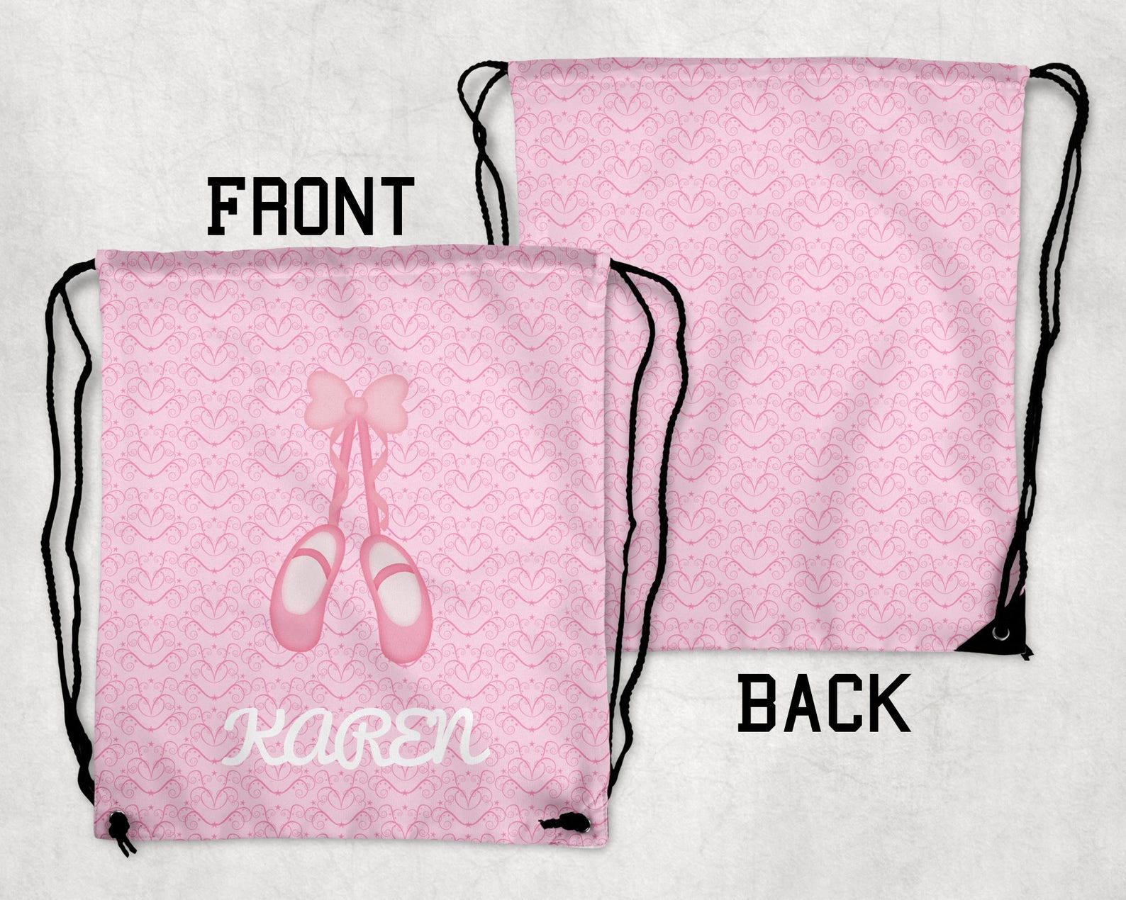 personalized drawstring backpack - ballet shoes backpack - ballet shoes bag - personalized kids drawstring bag