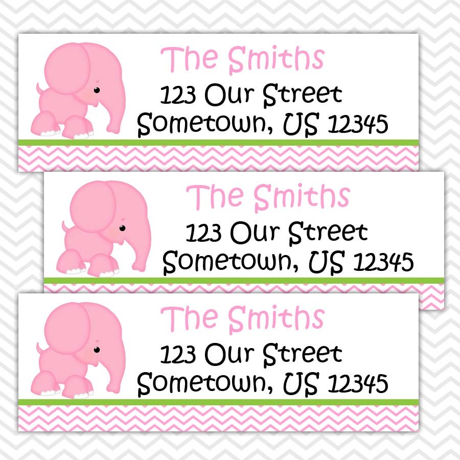Elephant Pink Personalized Address labels Stickers Baby Etsy