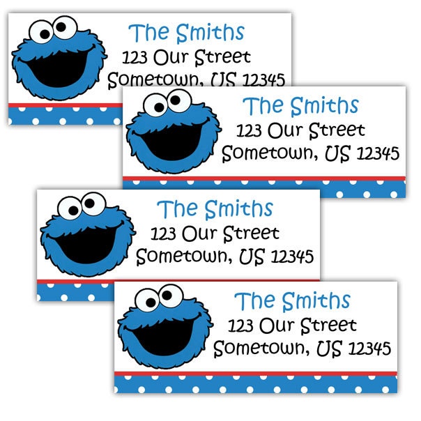 Cookie Monster Sesame Street Personalized Address labels Etsy