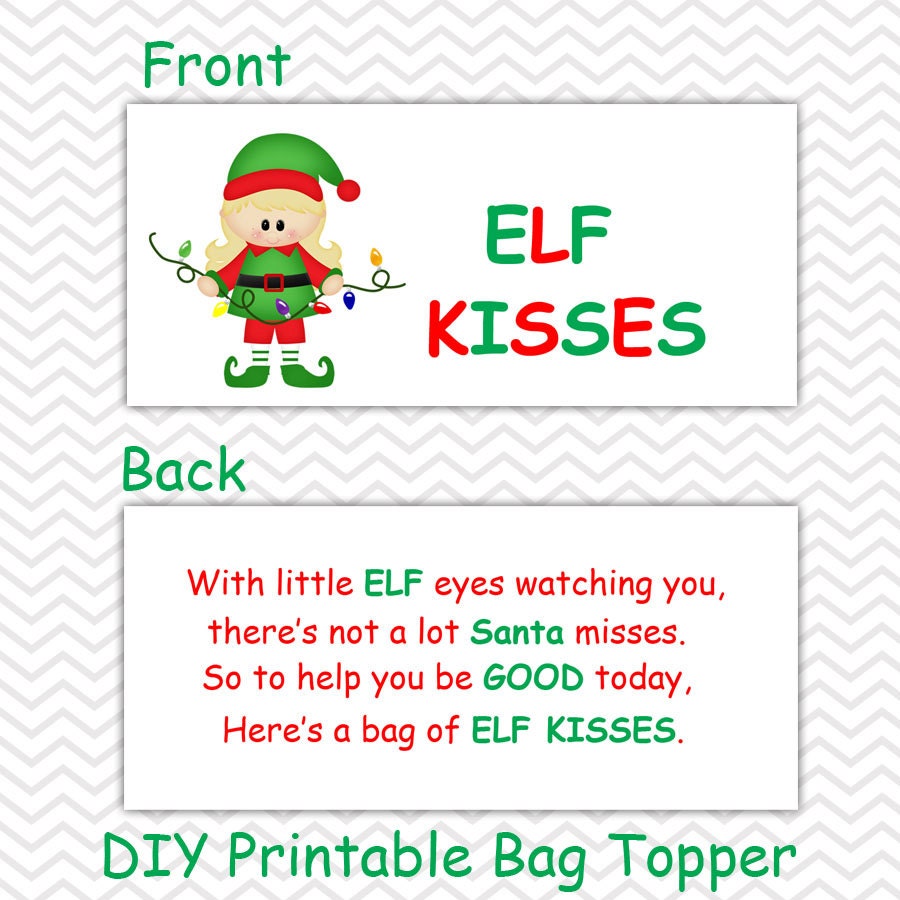 Xmas Elf Kisses Woman - Customized Do-it-yourself Xmas Printable Bag Topper, Take care of Topper, Food items Tent picture about Elf Kisses Printable named Xmas Elf Kisses Woman - Customized Do-it-yourself Xmas Printable Bag Topper, Address Topper, Foodstuff Tent