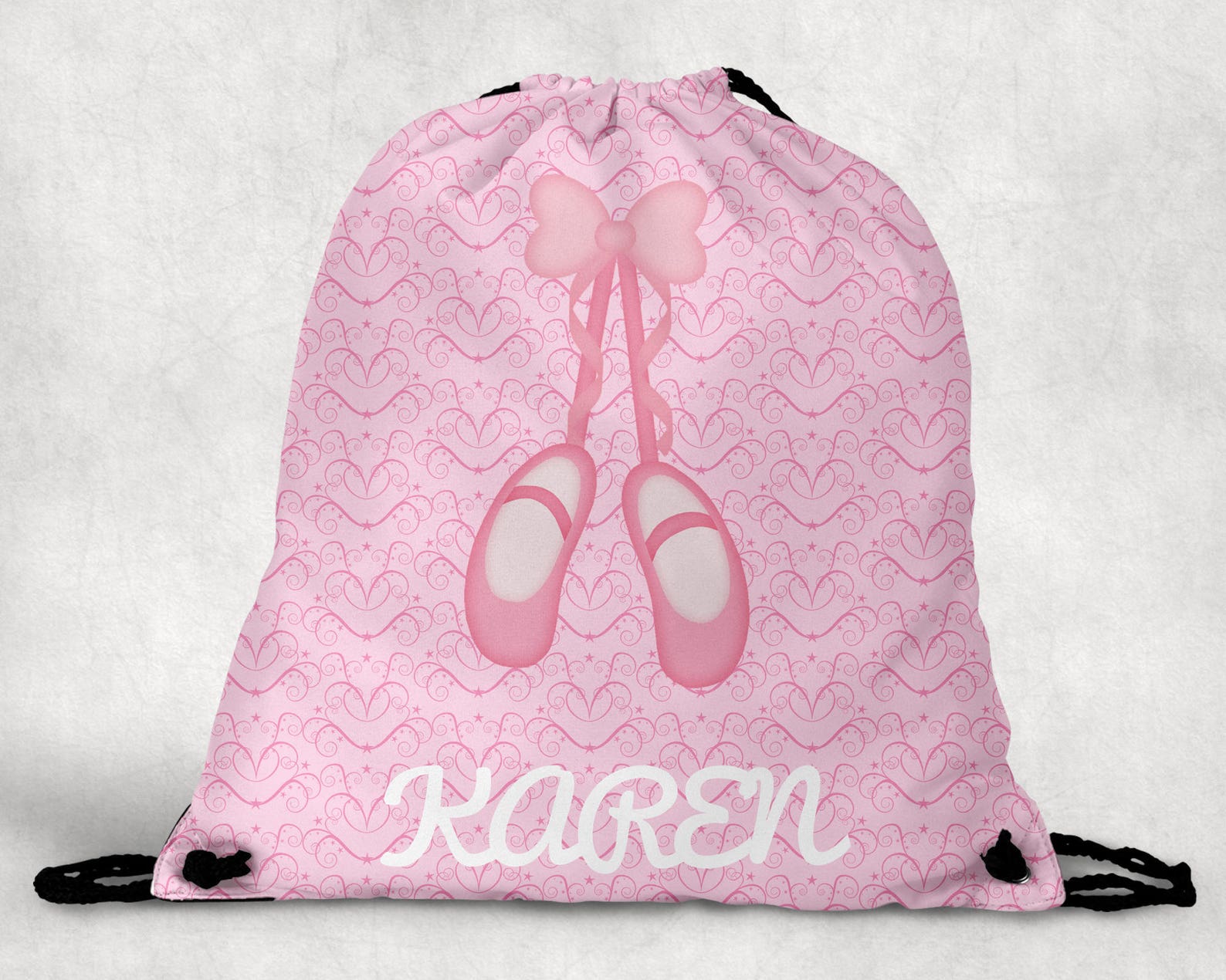 personalized drawstring backpack - ballet shoes backpack - ballet shoes bag - personalized kids drawstring bag