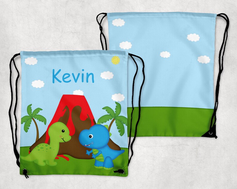 Dinosaur Sports Bag Dinosaur Personalized Drawstring Backpack Personalized Kids Drawstring Bag Dinosaur Backpack