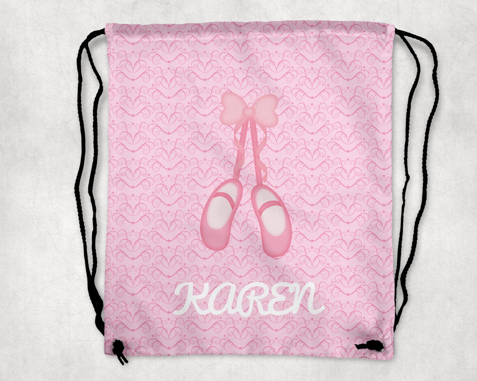 personalized drawstring backpack - ballet shoes backpack - ballet shoes bag - personalized kids drawstring bag