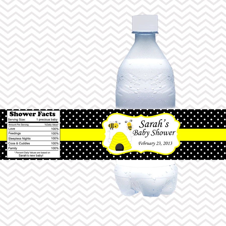 Bee Personalized Water bottle labels Set of 5 Waterproof Etsy