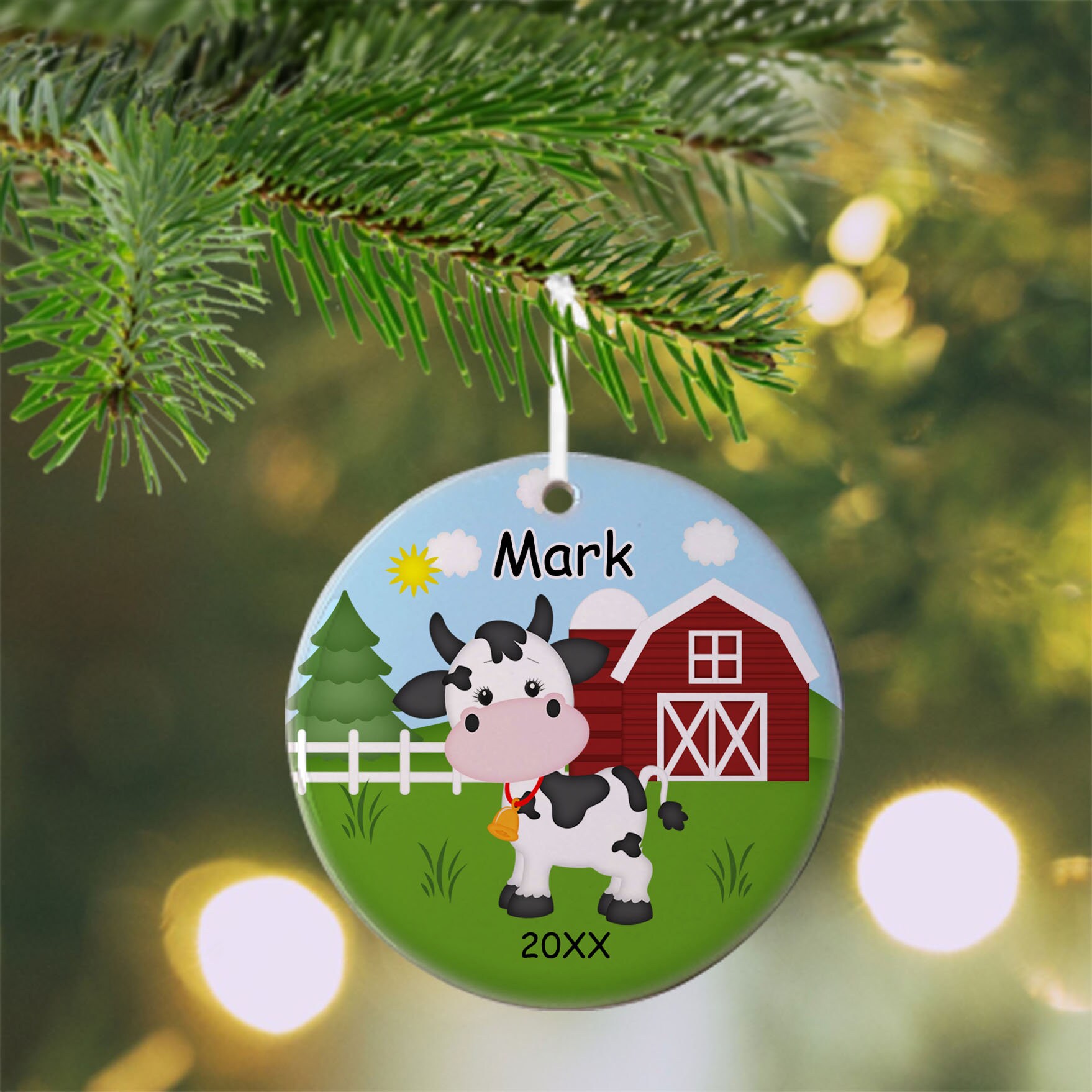 Cow Ornament Personalized Cow Ornament Farm Ornament Kids Etsy