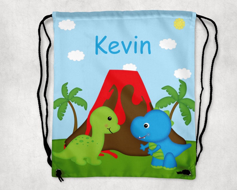 Dinosaur Sports Bag Dinosaur Personalized Drawstring Backpack Personalized Kids Drawstring Bag Dinosaur Backpack