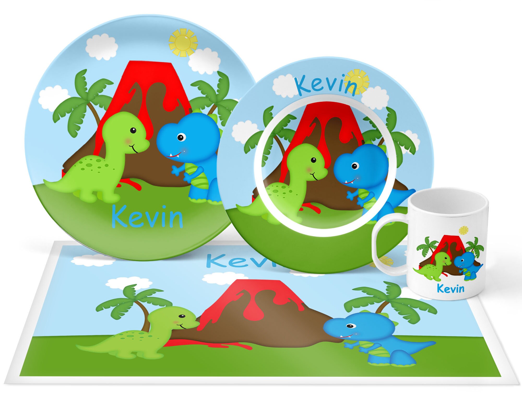 Dinosaur Plate Set Personalized Kids Plate Bowl Mug & Etsy