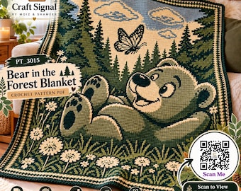 Bear Crochet Blanket Pattern, Mosaic Crochet Pattern, Woodland Afghan, Mosaic Crochet Blanket, Bear Afghan PDF