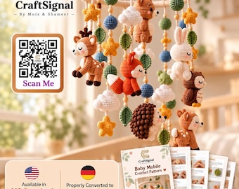safari baby mobile, Baby Mobile Crochet Pattern, Woodland Animal Crib Mobile, Amigurumi Nursery Decor, Forest Animal PDF