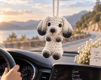 Molde de crochê para chaveiro em PDF, molde para chaveiro de pelúcia, amigurumi de cachorrinho, enfeite para carro, pingente para bolsa
