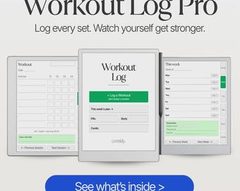 reMarkable Workout Log Pro | Hyperlinked Gym Tracker with Sets, Reps, PRs, Body & Cardio | Digital PDF