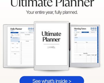 reMarkable Ultimate Planner 2026-2027 | Hyperlinked Daily, Meeting Notes & Monthly To-Do | 809 Pages Digital PDF