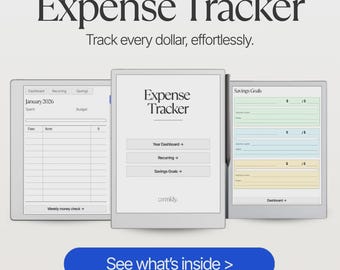 reMarkable Expense Tracker | Hyperlinked Full-Year Spending Log, Recurring Bills & Savings | Digital PDF